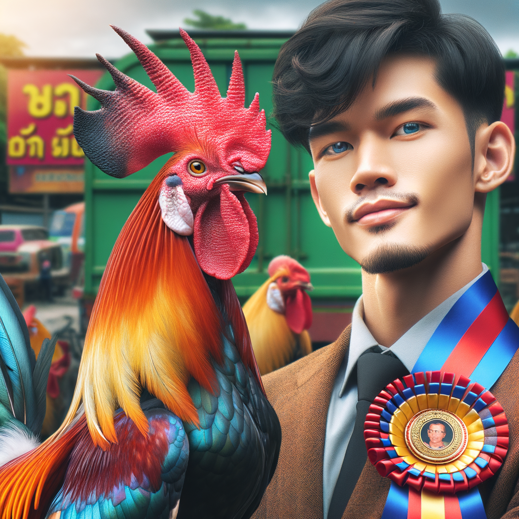 Close-up foto Ayam Bangkok Juara dengan detail jernih dan pencahayaan alami.