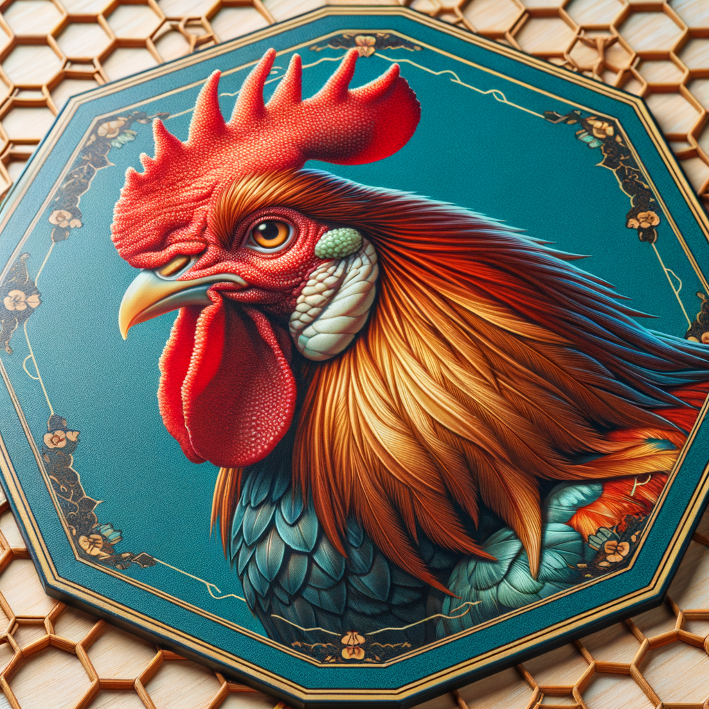 Close-up detail ayam bangkok aduan sedang dilatih dengan penuh semangat.