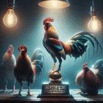 Ayam Bangkok Juara Pukul Mati dalam foto realistis, kualitas majalah, sinematik.