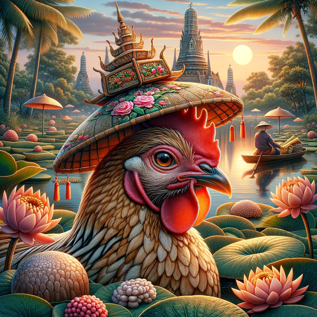 Close-up elegan seekor ayam Bangkok dengan detail jernih dan pencahayaan alami.