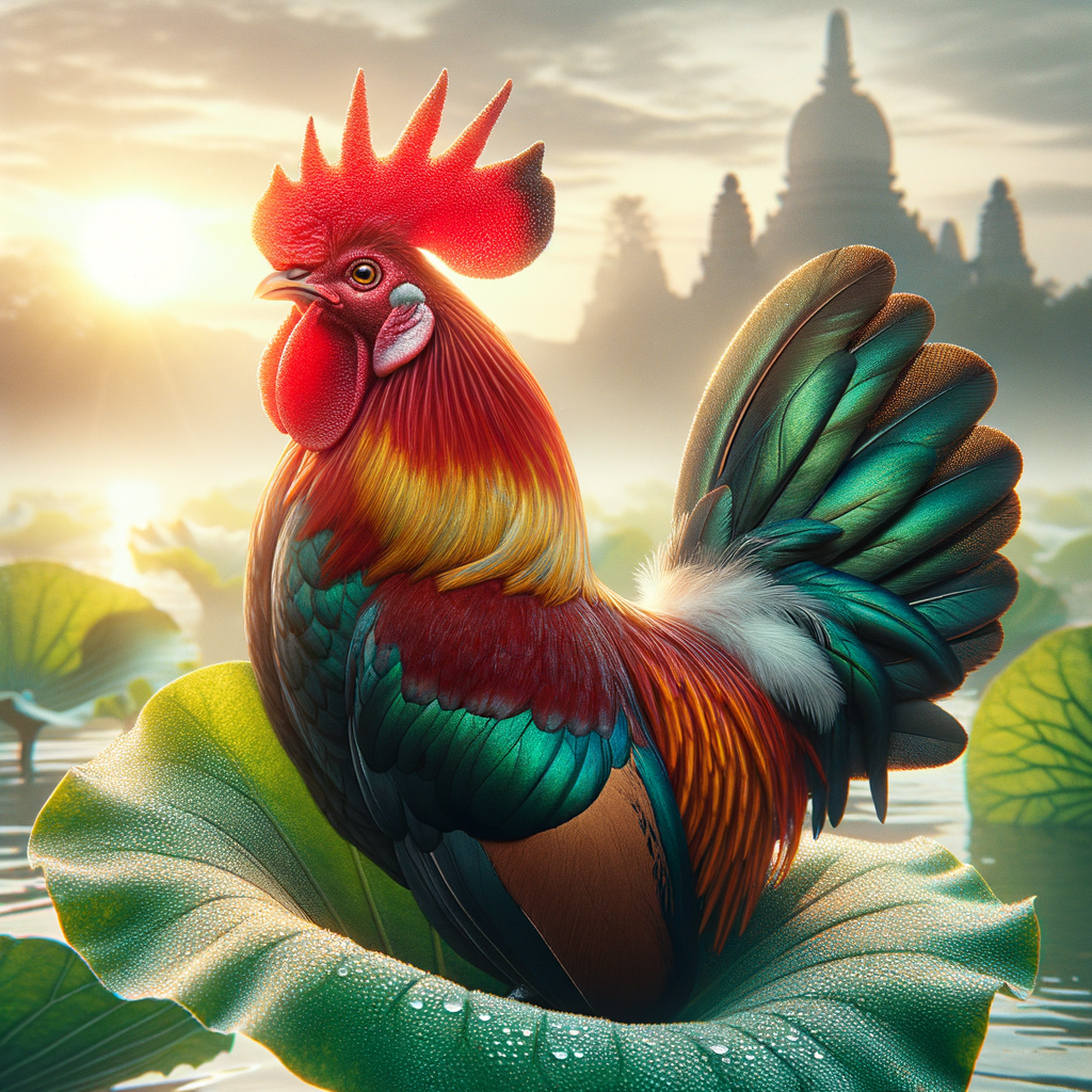 Close-up Chicken Bangkok Champion Hen: Realistic detail with natural lighting.