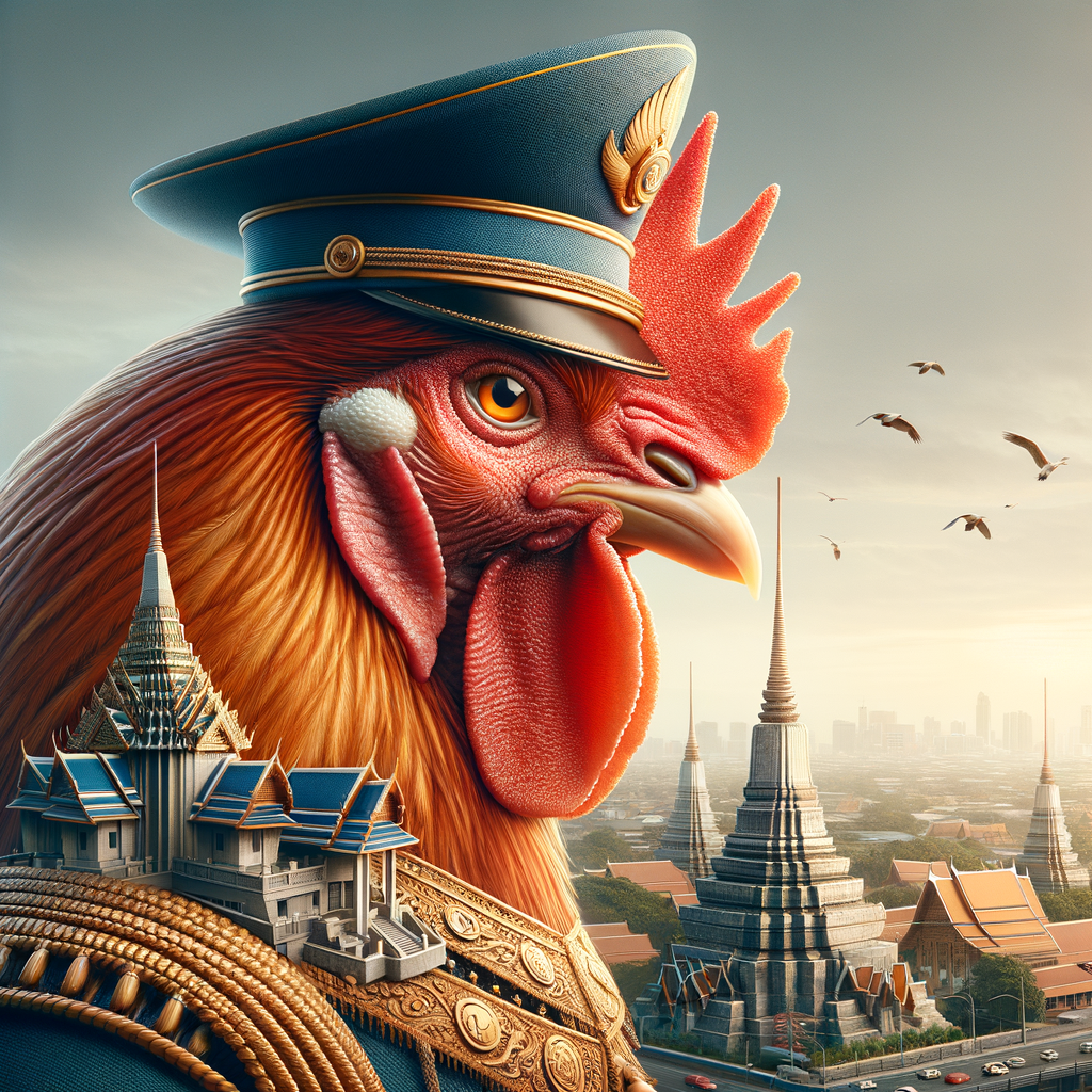 Close-up gambar ayam Bangkok dengan detail bulu yang halus dan mata tajam.