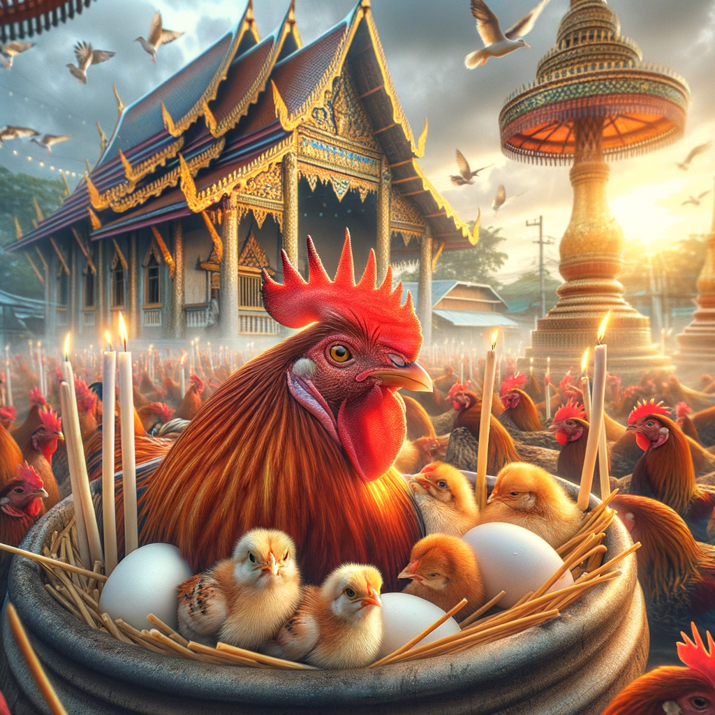 Close-up detail ayam Bangkok sedang dilatih, terlihat jelas bulu, mata, dan ekornya.
