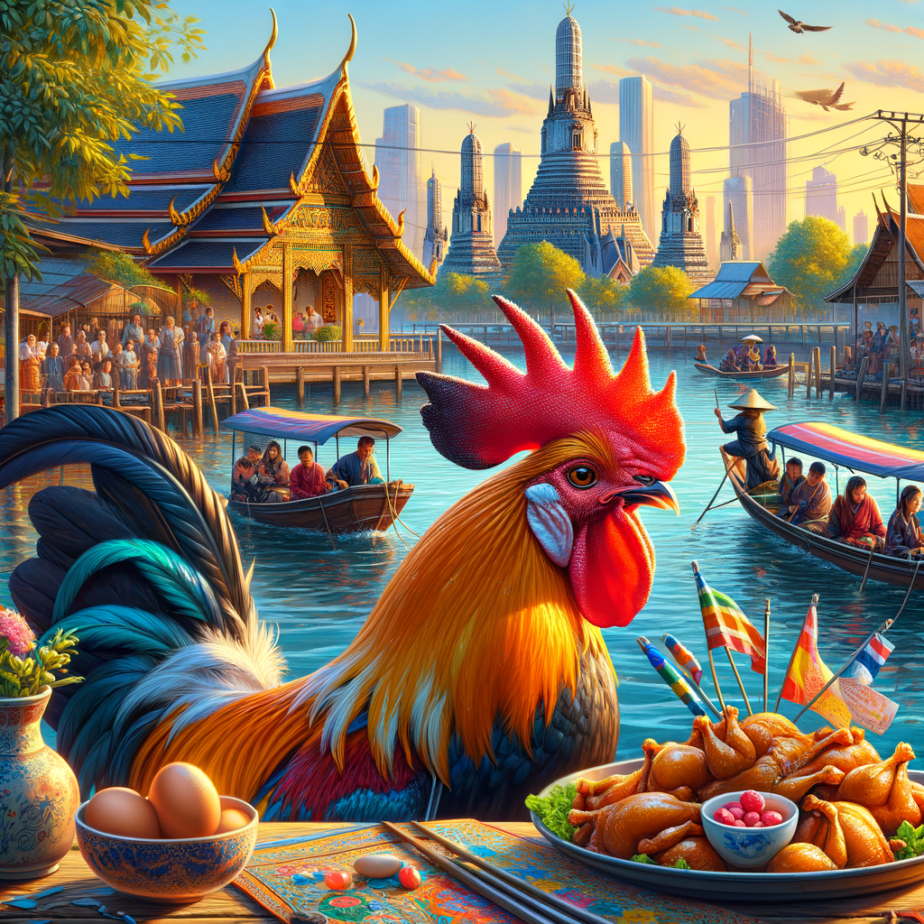 Close-up jernih ayam Bangkok juara dengan pencahayaan alami