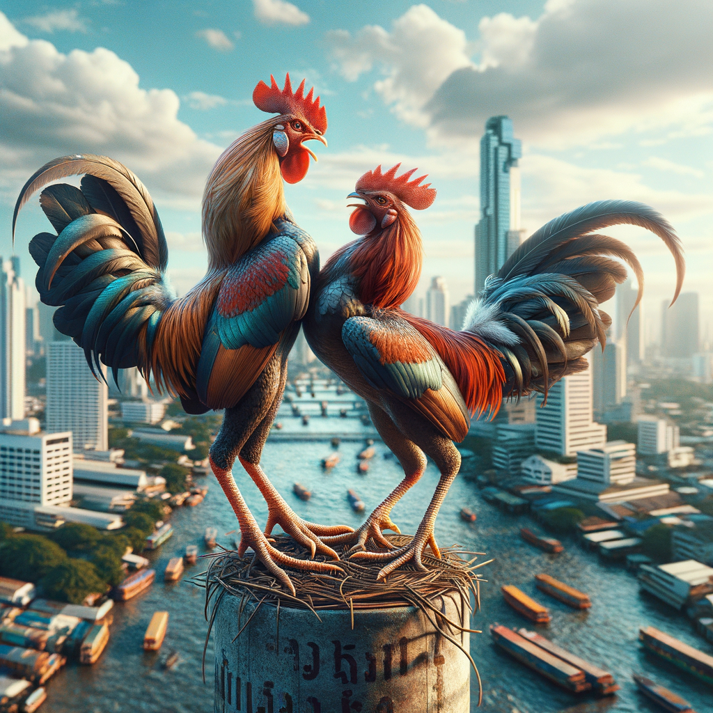 Close-up foto pakan ayam Bangkok Aduan dengan pencahayaan alami, detail jernih.