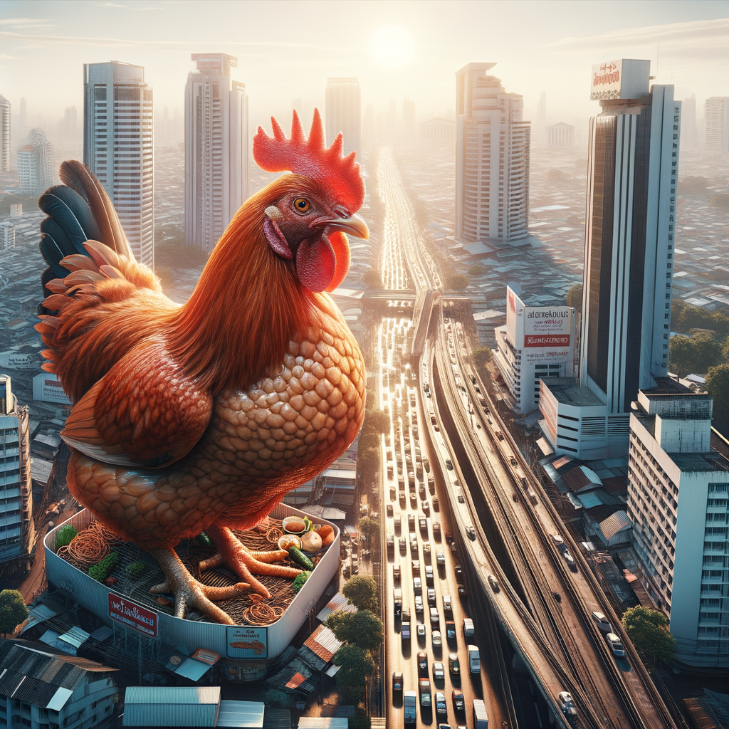 Close-up shot of real and fake Bangkok chickens, showcasing clear details for comparison.