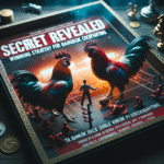 Foto ultra-real dari ayam Bangkok adu dengan pencahayaan dramatis, detail tajam, dan kualitas majalah.