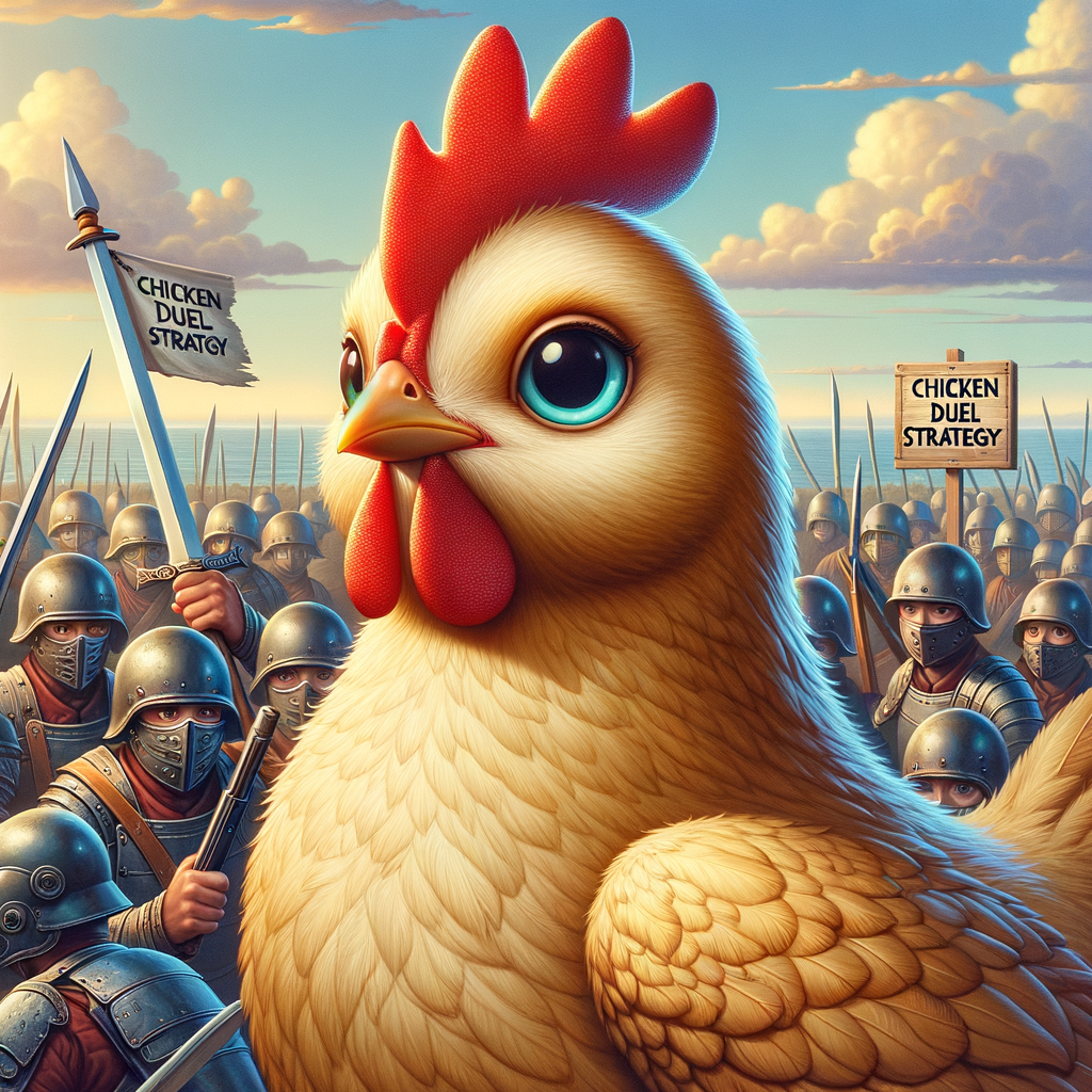 Close-up of two roosters facing off in a tense moment during a cockfight.