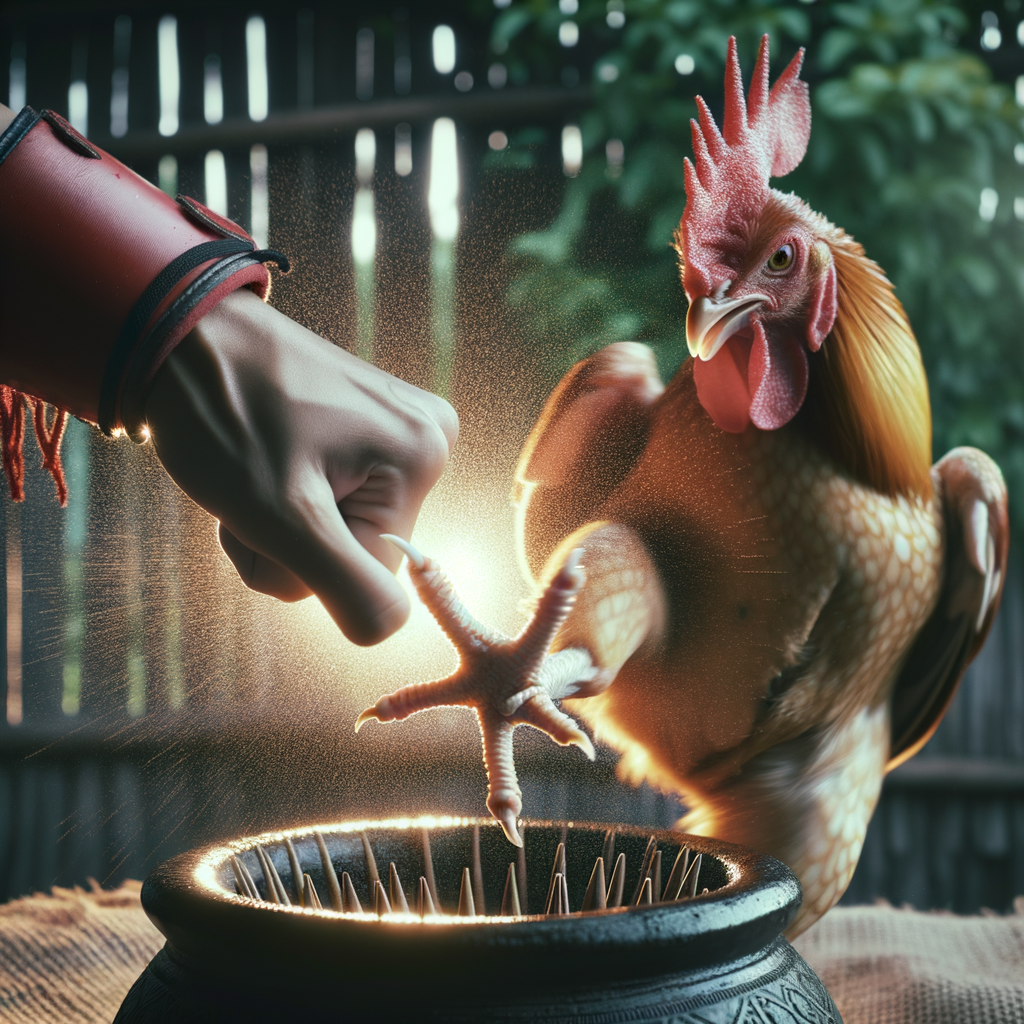 Close-up detail pukulan ayam Bangkok.